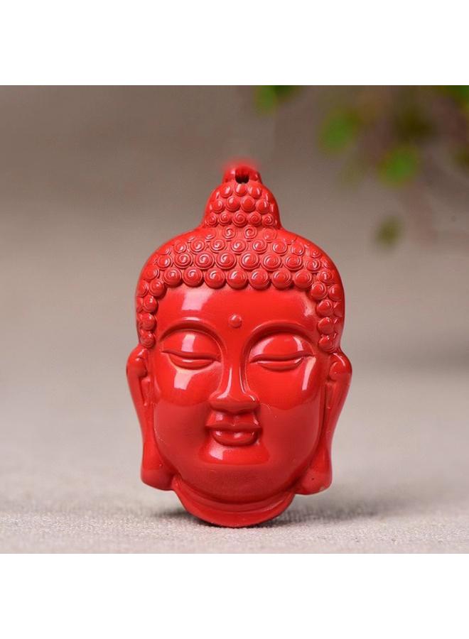High Content Purple Gold Sand Sakyamuni Buddha Portrait Women's Pendant Double-sided Peace Red Cinnabar Pendant