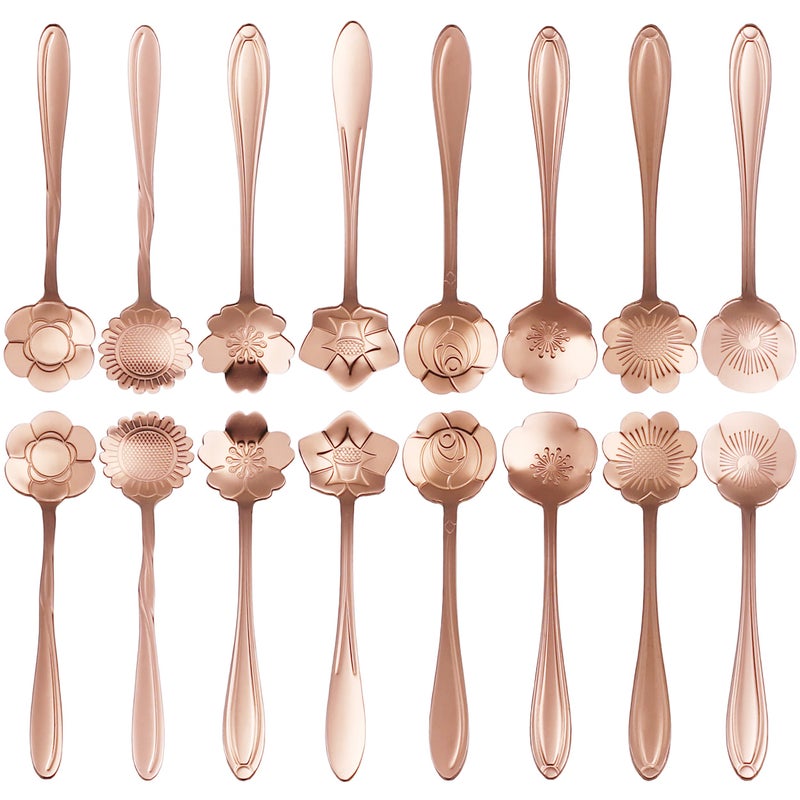 ESRISE 16 Pcs Teaspoon Tea Spoons  Esrise Stainless Steel Coffee Dessert Spoon  Cute Demitasse Spoon For Drink Milkshake (Rose Gold) - Image 1