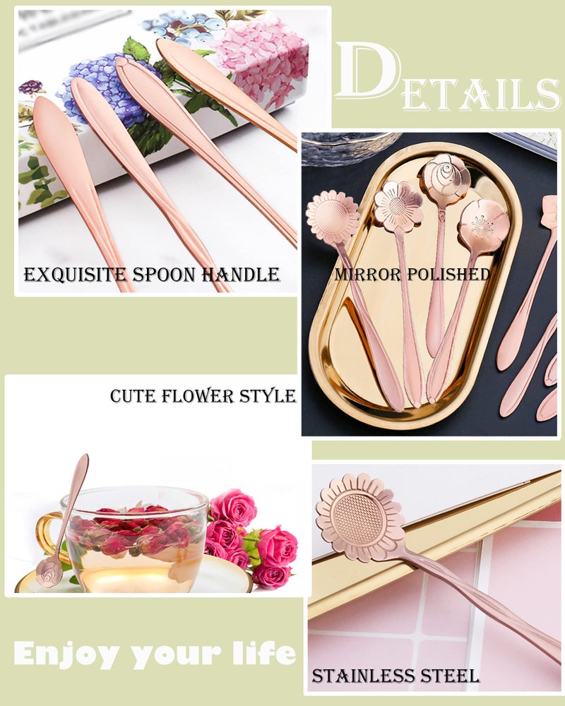 ESRISE 16 Pcs Teaspoon Tea Spoons  Esrise Stainless Steel Coffee Dessert Spoon  Cute Demitasse Spoon For Drink Milkshake (Rose Gold) - Image 5