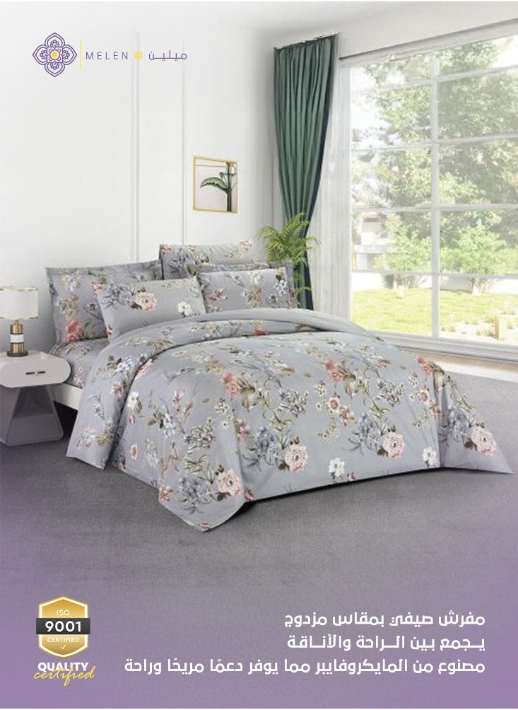 Melen Double Summer Bedding Set-6 Pieces-Orinda-Gray  - Image 1