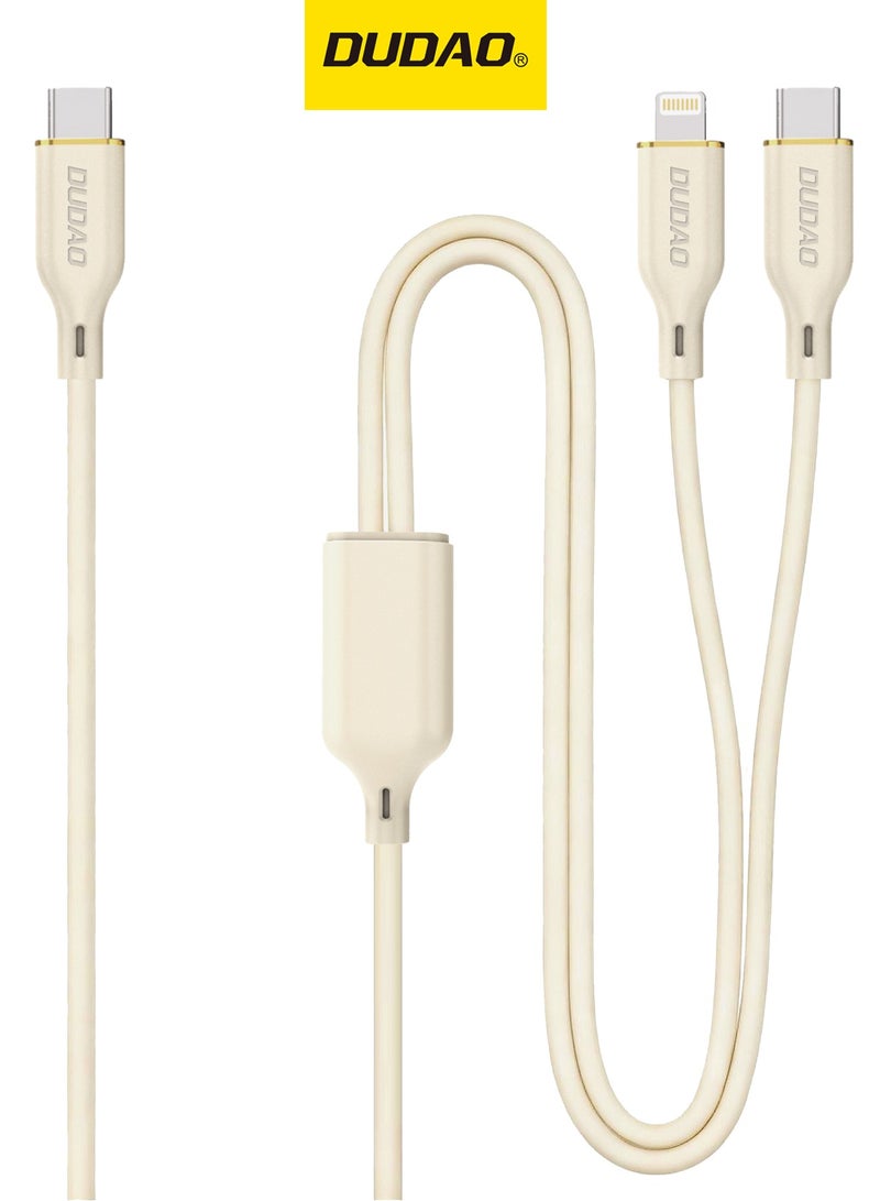 DUDAO 100W 2-in-1 Fast Charging Cable, USB-C to USB-C & Lightning Dual Connector, Durable High-Temperature Resistant Design, 1.2M Type-C Charger Cable - Image 1