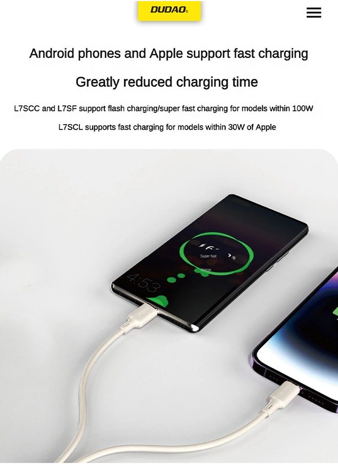 DUDAO - 2-In-1 100W TYPE C Fast Charging Cable, TYPE C to TYPE C and Lightning Cable, with High Temperature Resistant, 1.2M - Image 1