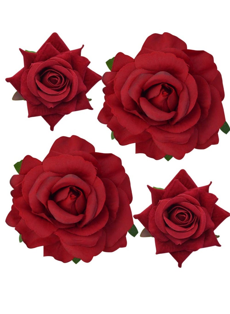 Topbuti Rose Hair Clip Flower Hairpin Rose Brooch Floral Clips, 4 Pcs Fabric Rose Flowers Hair Clips Mexican Hair Flowers Pin up Headpieces for Woman Girl Wedding Party Mother's Day  - Image 1