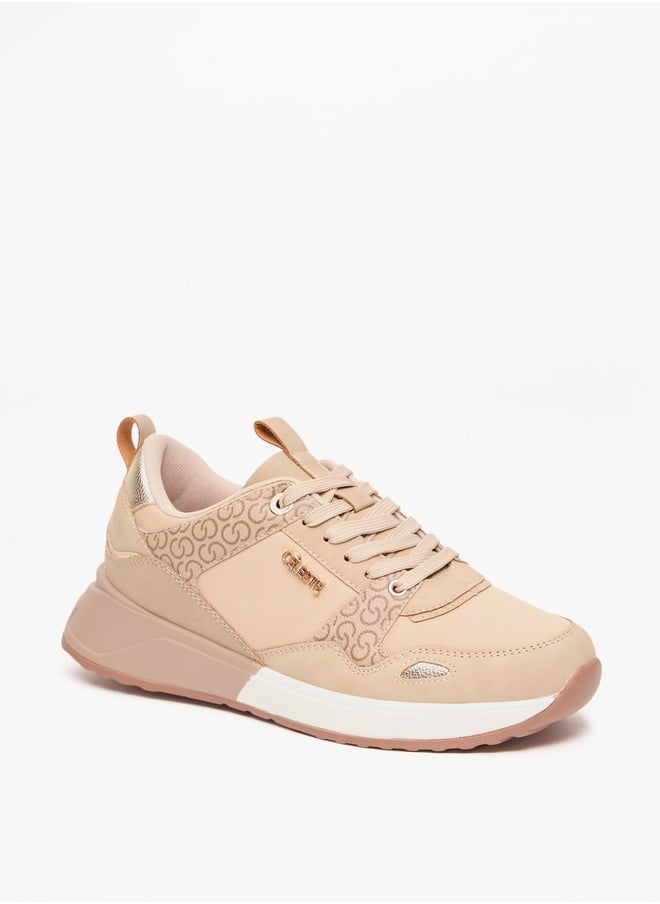 Celeste Women's Monogram Print Sneakers with Lace-Up Closure  - Image 1