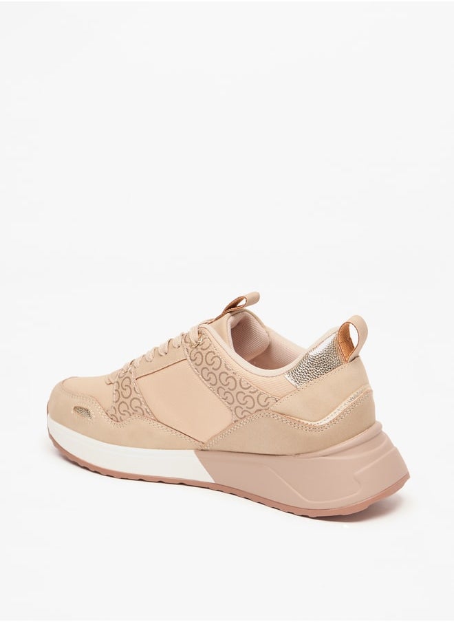 Celeste Women's Monogram Print Sneakers with Lace-Up Closure  - Image 2