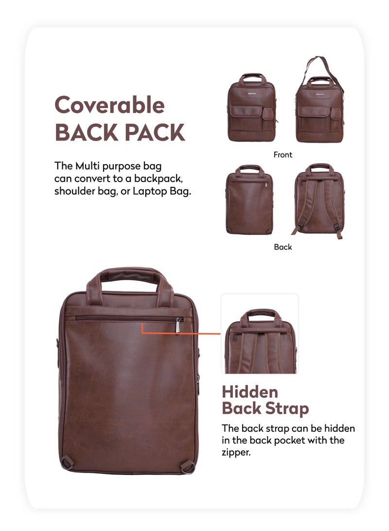 PARAJOHN حقيبة كمبيوتر محمول عمودية آمنة للأعمال واحترافية متعددة الأغراض للسفر مع مقابض مخفية وحزام كتف متقاطع وبطانة واقية وحقيبة مكتب على الظهر - Image 4