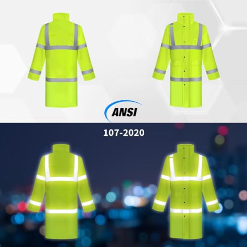 TCCFCCT Rain Suit with Hood Heavy Duty Waterproof Hi Vis Safety Jacket MensWomens Hiking Camping Gear Yellow XL - Image 3