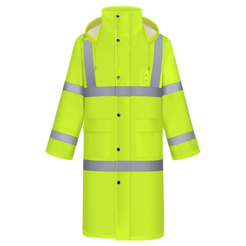 TCCFCCT Rain Suit with Hood Heavy Duty Waterproof Hi Vis Safety Jacket MensWomens Hiking Camping Gear Yellow XL - Image 2