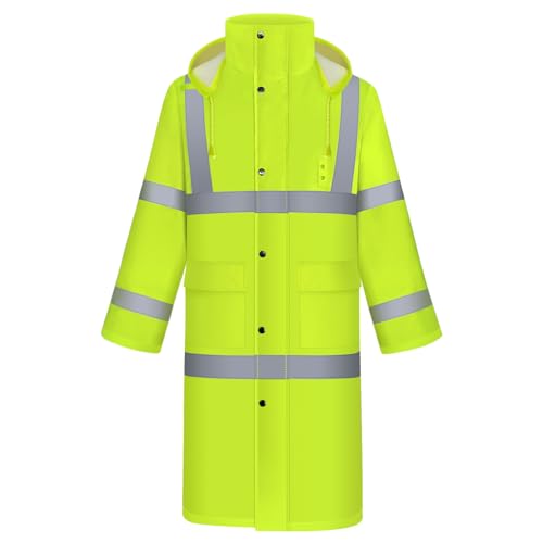 TCCFCCT Rain Suit with Hood Heavy Duty Waterproof Hi Vis Safety Jacket MensWomens Hiking Camping Gear Yellow XL - Image 1