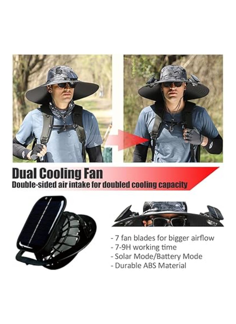 Generic - Wide Brim Solar-Powered Fan Hat for Outdoor Activities - USB Rechargeable Sunscreen Hat with UPF 50+ Protection, Upgraded Sun Visor for Fishing and Beach Use. - Image 1