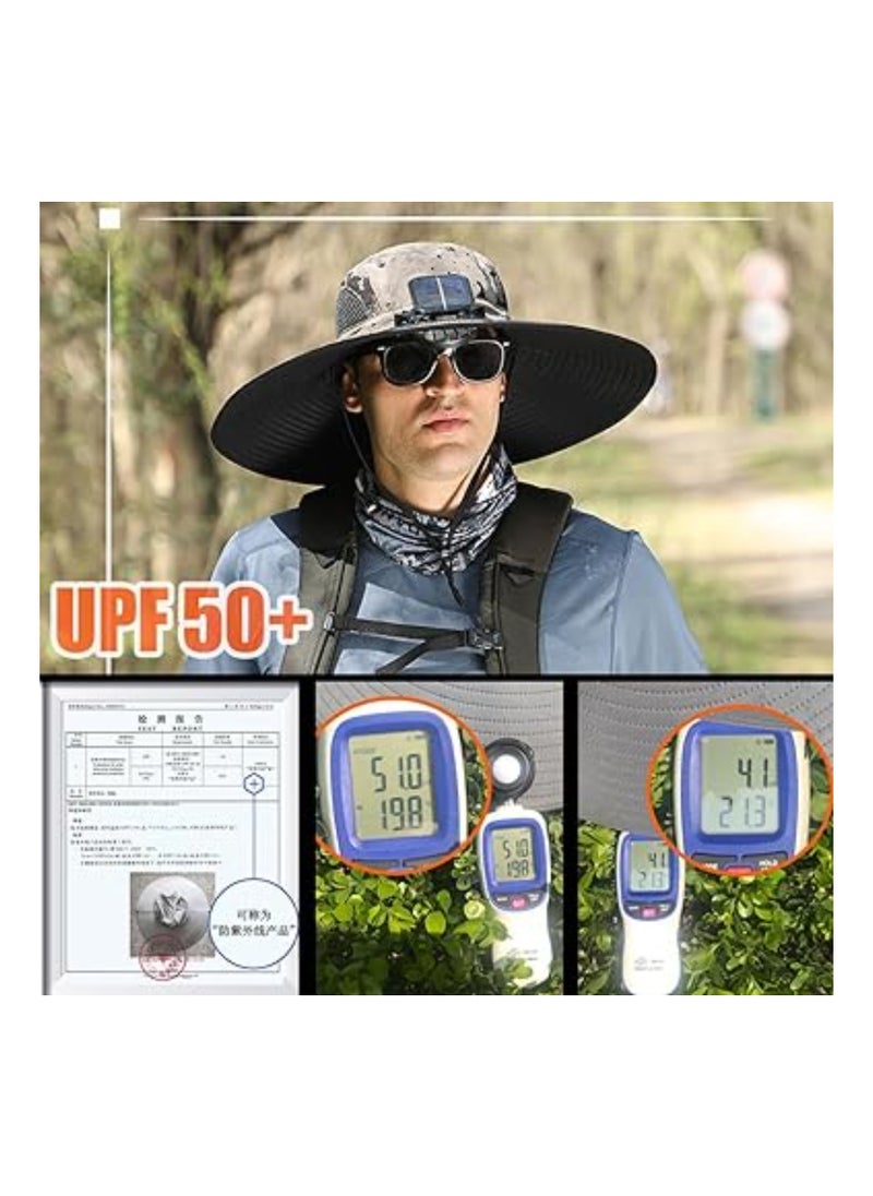 Generic - Wide Brim Solar-Powered Fan Hat for Outdoor Activities - USB Rechargeable Sunscreen Hat with UPF 50+ Protection, Upgraded Sun Visor for Fishing and Beach Use. - Image 1