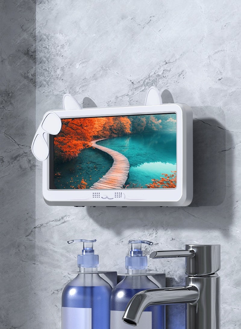 Universal Waterproof Phone Holder for Shower - 360° Rotating with High Sensitivity Touchscreen | Anti-Fog & Clear View Design | Fits All 4-6.8 inch Devices (Wall/Mirror Mount) - Image 1