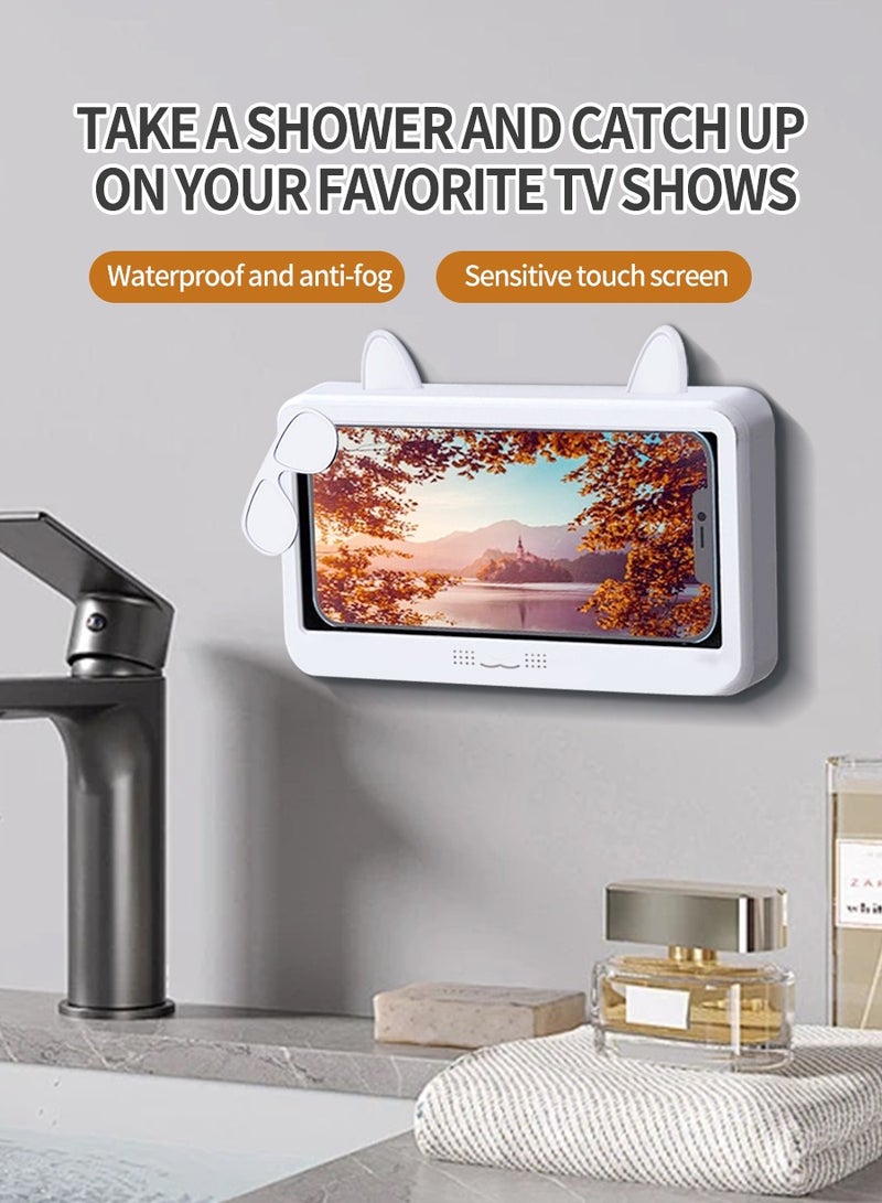 Universal Waterproof Phone Holder for Shower - 360° Rotating with High Sensitivity Touchscreen | Anti-Fog & Clear View Design | Fits All 4-6.8 inch Devices (Wall/Mirror Mount) - Image 4