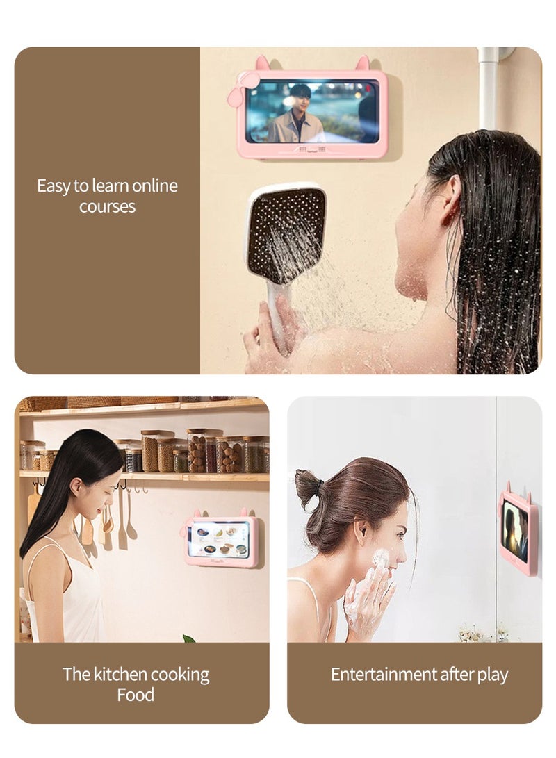 Universal Waterproof Phone Holder for Shower - 360° Rotating with High Sensitivity Touchscreen | Anti-Fog & Clear View Design | Fits All 4-6.8 inch Devices (Wall/Mirror Mount) - Image 5