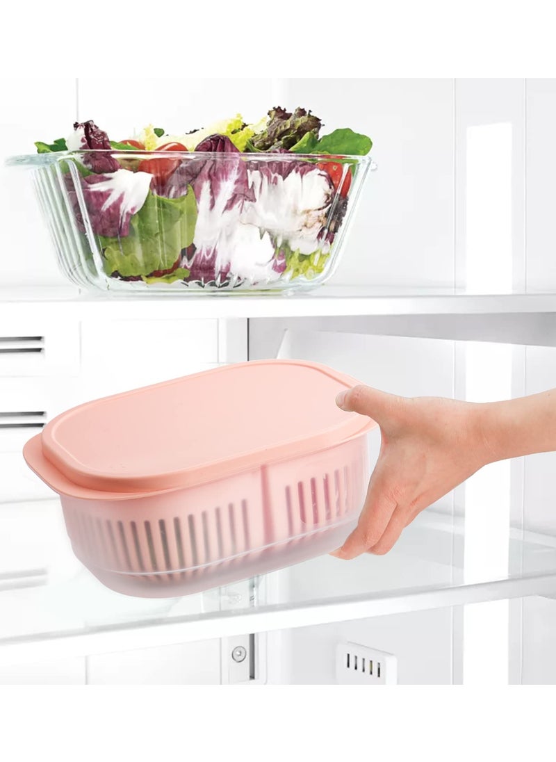 Excefore - Produce Saver Containers For Fridge, Plastic Fruit Vegetable Storage Containers With Airtight Lid And Divided Colanders, Stackable Fridge Organizer Bins For Lettuce, Berry, Avocado, Set of 3 - Image 1