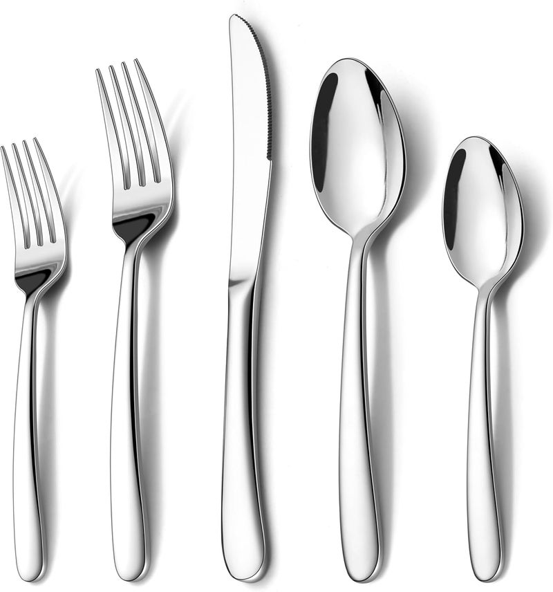 Onader 60 Piece Heavy Duty Silverware Cutlery Set for 12 Stainless Steel Flatware Set - Image 1