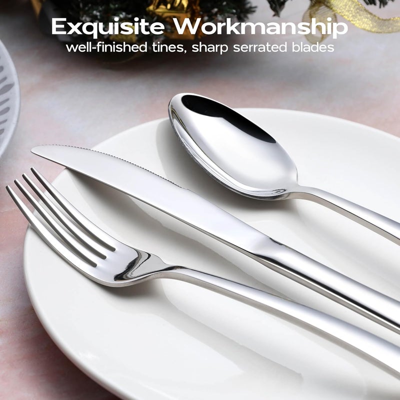 Onader 60 Piece Heavy Duty Silverware Cutlery Set for 12 Stainless Steel Flatware Set - Image 3
