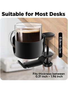 Uwals 2 in 1 Desk Cup Holder with Headphone Hanger, Anti-Spill Cup Holder for Desk or Table, Easy to Install, Sturdy and Durable, Enough to Hold Coffee Mugs, Water Bottles, Headphones  - Image 4
