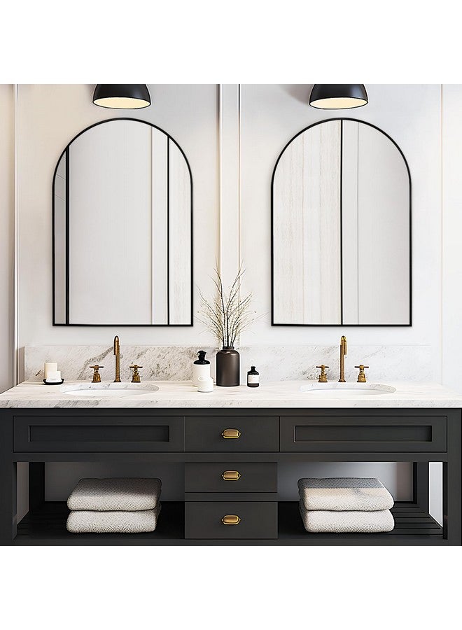 Fabuday Fabuday Black Arched Bathroom Mirror for Wall - 20x30 Large Arch Mirrors with Frame for Over Sink, Hanging Vanity Mirror for Bedroom, Living Room, Dresser, Entryway Wall Decor  - Image 2