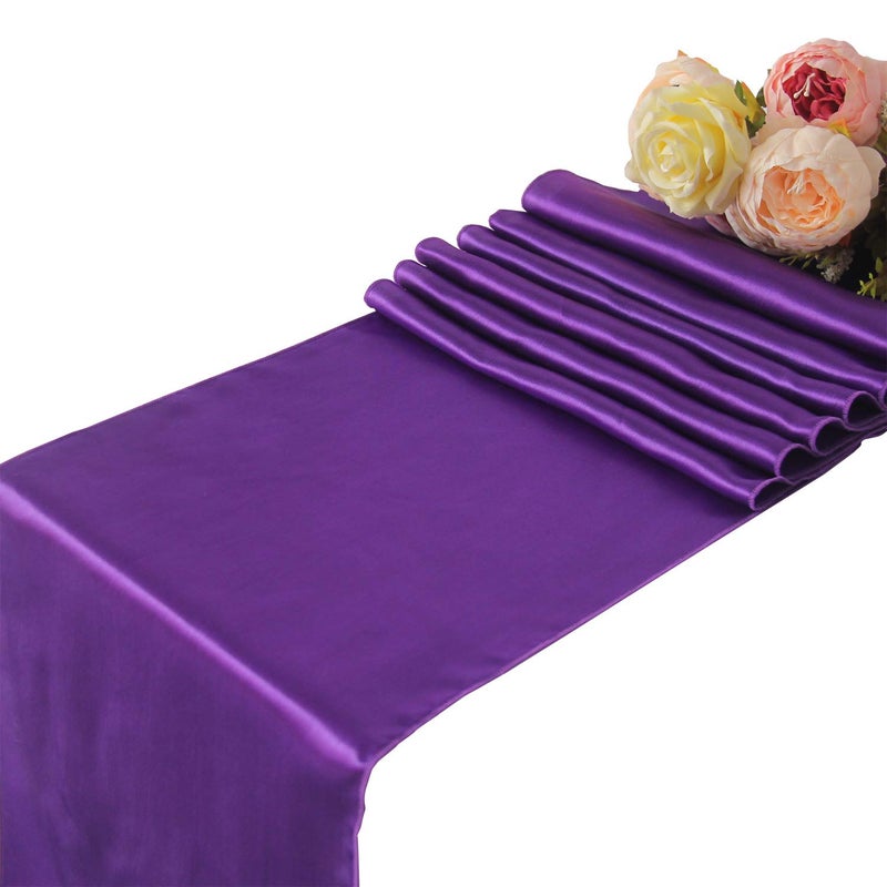 Dark Purple Satin Table Runners Wedding Party  5 pcs Banquet Event Decoration 12 x 108