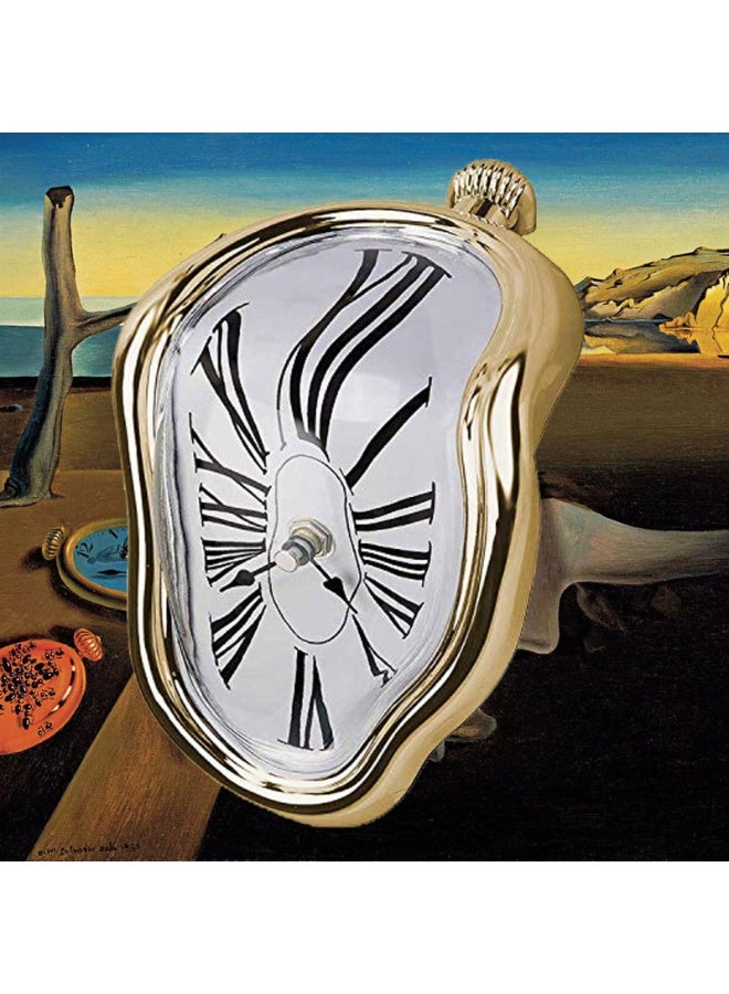 Salvador Dali Inspired Melting Clock, Gold Decorative Desk & Shelf Decor - Image 3
