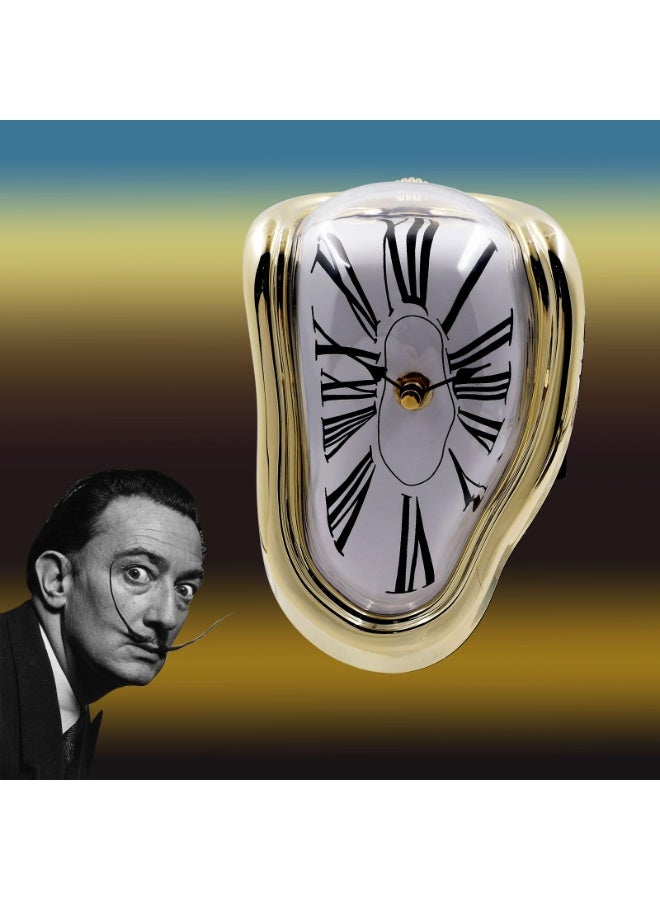 Salvador Dali Inspired Melting Clock, Gold Decorative Desk & Shelf Decor - Image 2