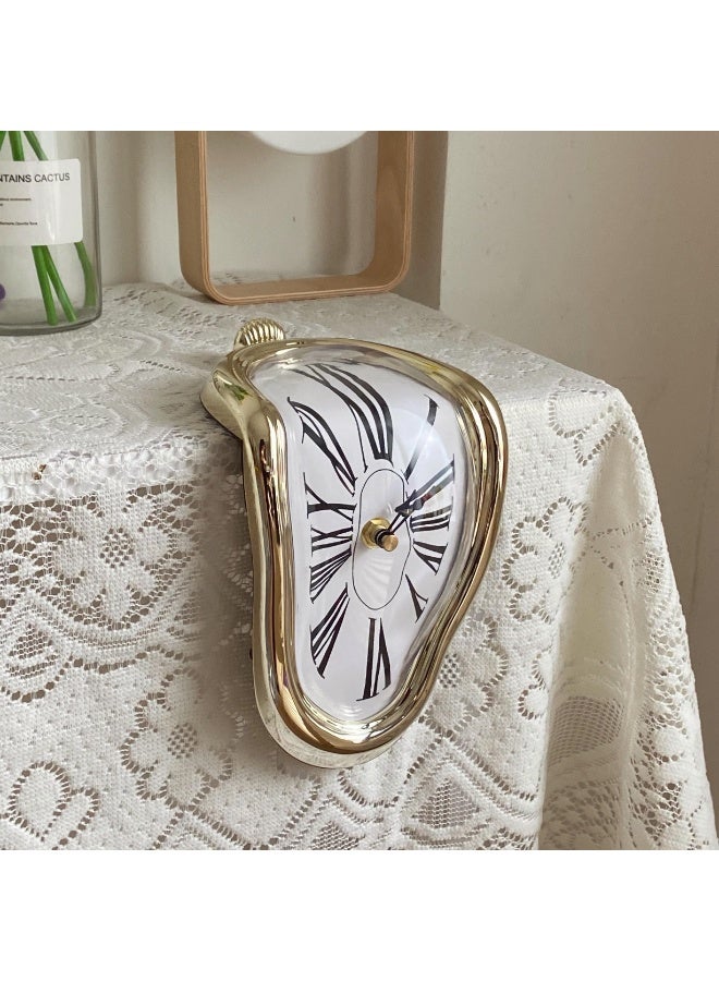 Salvador Dali Inspired Melting Clock, Gold Decorative Desk & Shelf Decor - Image 5