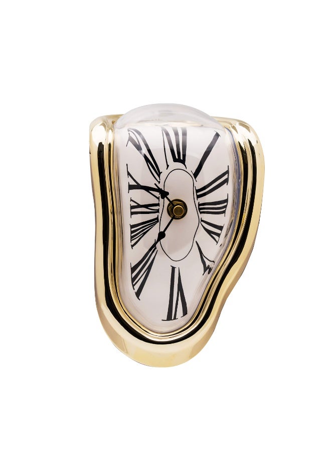 Salvador Dali Inspired Melting Clock, Gold Decorative Desk & Shelf Decor - Image 4
