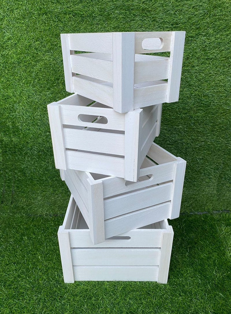 لينجوي صندوق تخزين خشبي أبيض 41x20x29.5 سم - Image 3