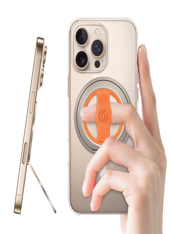 EWA حامل هاتف EWA MagOne الجيل الثالث [متوافق مع MagSafe] مع حزام إصبع، حلقة مغناطيسية قابلة للإزالة لحامل الهاتف لآيفون 17،16،15،14،13،12 سلسلة - (ذهبي-برتقالي) - Image 1