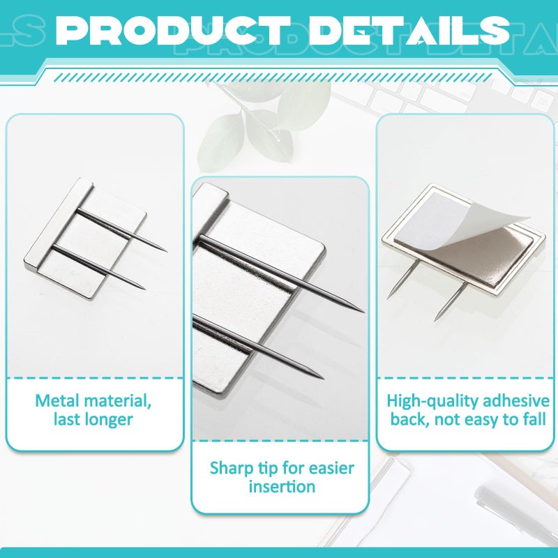 Amylove 10 Pcs Silver Cubicle Pins Partition Long Push Pins Fabric Clips Cubicle Name Plate Holders for Office Furniture Corkboard Fabric Mounting - Image 4
