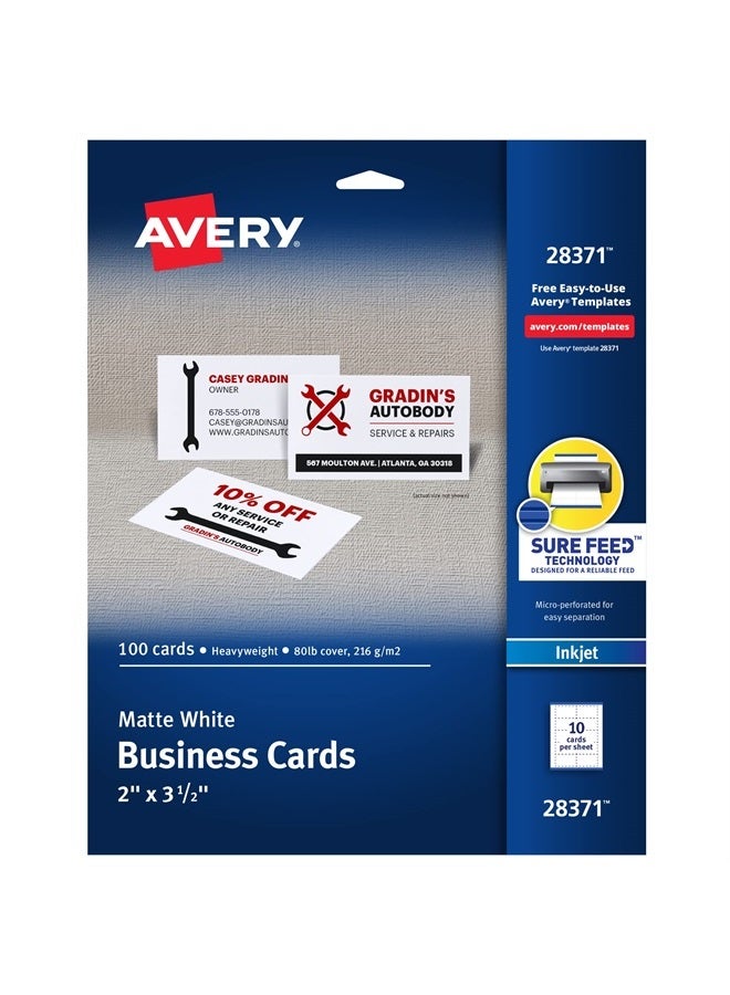 AVERY Avery Ink-Jet Printer White Business Cards (28371) - Image 1