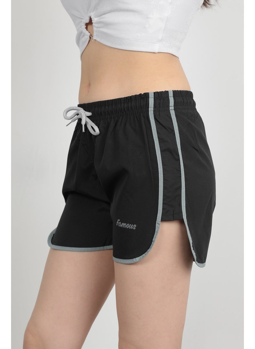 Giysa - John Borners Women's Swim Shorts Rope Tie Light Elastic Waist Short Cut Black - 5402 - Image 1