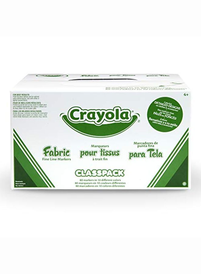 Crayola Fabric Marker Classpack Ten Assorted Colors 80 Count - Image 2