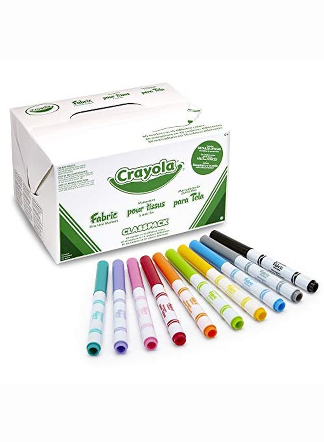 Crayola Fabric Marker Classpack Ten Assorted Colors 80 Count - Image 1