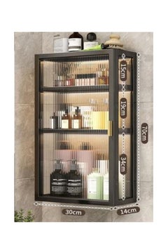 Golden 3 Tier Bathroom Storage Cabinet,Bathroom shelf wall Mounted Storage Cabinet with Clear Doors for Bedroom,BathroomLiving Room,Kitchen storage Organizer  - Image 2