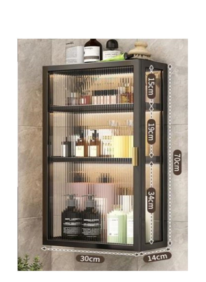 Golden 3 Tier Bathroom Storage Cabinet,Bathroom shelf wall Mounted Storage Cabinet with Clear Doors for Bedroom,BathroomLiving Room,Kitchen storage Organizer  - Image 2