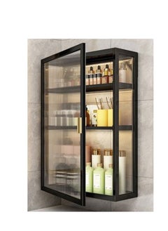 Golden 3 Tier Bathroom Storage Cabinet,Bathroom shelf wall Mounted Storage Cabinet with Clear Doors for Bedroom,BathroomLiving Room,Kitchen storage Organizer  - Image 1
