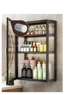 Golden 3 Tier Bathroom Storage Cabinet,Bathroom shelf wall Mounted Storage Cabinet with Clear Doors for Bedroom,BathroomLiving Room,Kitchen storage Organizer  - Image 3