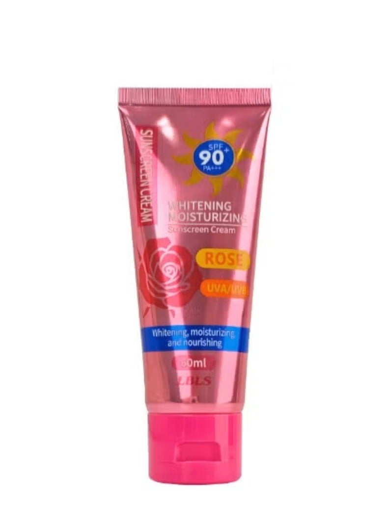 ليبليس كريم واقي الشمس بزهرة الورد SPF 90+ حماية عالية من الأشعة فوق البنفسجية 60 مل واقي شمس للبشرة الحساسة منعش ومضاد للشمس، تفتيح البشرة وعزلها، لوشن واقي من الشمس للعناية بالوجه. - Image 1
