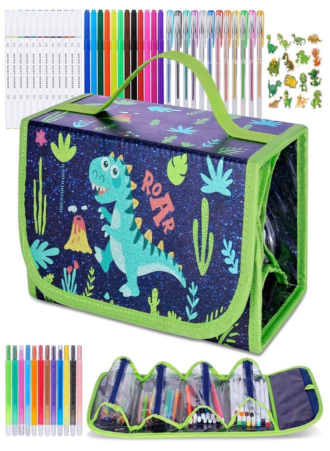 Purtarly Dinosaur Markers for Kids 4-8 with Pencil Case, Cool Birthday Dinosaur Gifts for Boys, 48PCS Scented Markers Gifts for Boys 4-6, Coloring Pens Art Supplies School Gift for Kids Ages 4 5 6 7 8 9 10 - Image 1