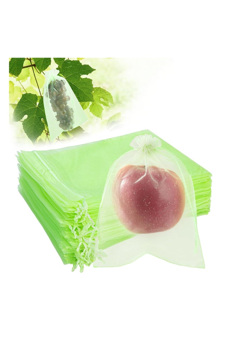 general 50PCS Fruit Protection Bags with Drawstring, 6x8 Inch Green Organza Produce Bags for Fruit Trees, Mesh Netting for Garden Protection - Image 1