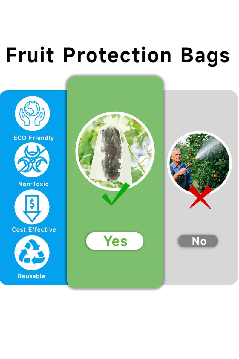 general 50PCS Fruit Protection Bags with Drawstring, 6x8 Inch Green Organza Produce Bags for Fruit Trees, Mesh Netting for Garden Protection - Image 2