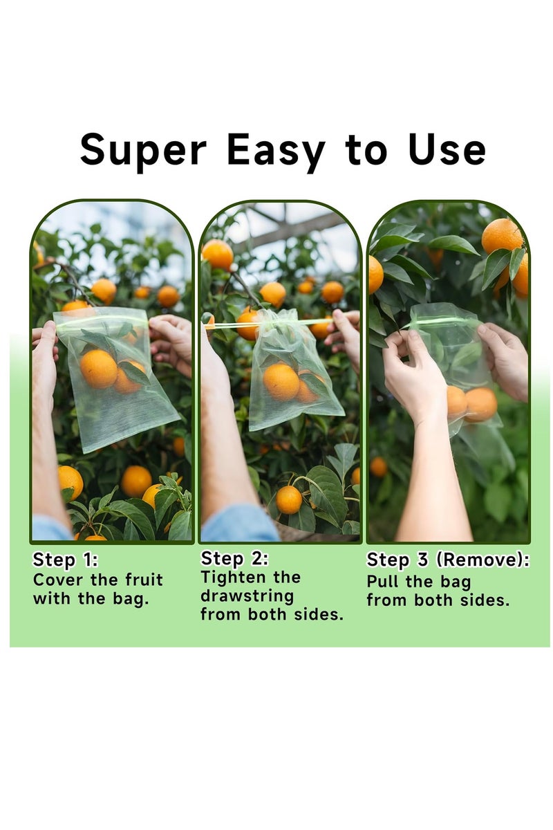 general 50PCS Fruit Protection Bags with Drawstring, 6x8 Inch Green Organza Produce Bags for Fruit Trees, Mesh Netting for Garden Protection - Image 3