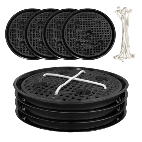 Pesilo 4 Pcs 14'' Self-Watering Pot Base, Auto-Irrigation System Plant Saucer Stand for 5 Gallon Fabric Pot, Auto Watering Plant Water Tray Self Watering System for Indoor Greenhouse Grow Tent Garden - Image 1