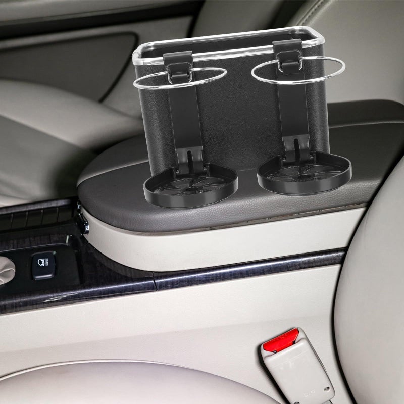 Car Armrest Storage Box And Cup Holder 3pcs Set Black Multifunctional Drink And Water Bottle Holder For Vehicle Interior Organization - Image 5