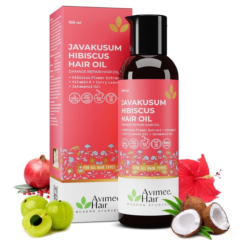 Avimee Herbal Javakusum Hibiscus Hair Oil  For Soft  Silky Texture  Loaded with Vitamin C Flavonoids Amino Acids Mucilage Fiber and Antioxidants  100 mL  Pack of 2 - Image 2