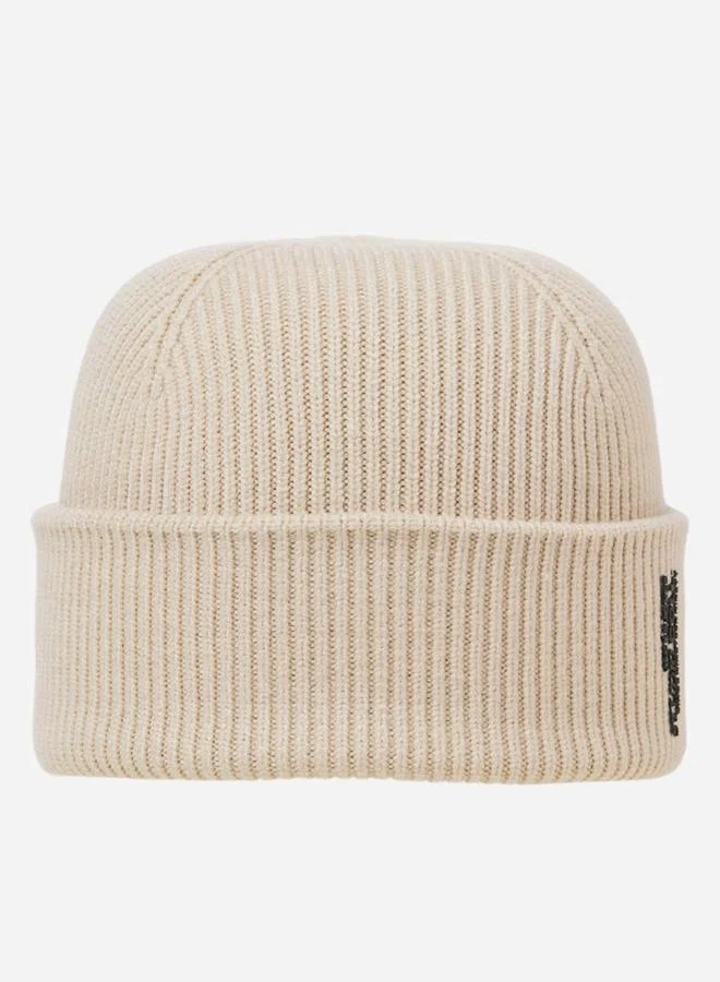 JACK & JONES Beige Flat Knit Folded Beanie