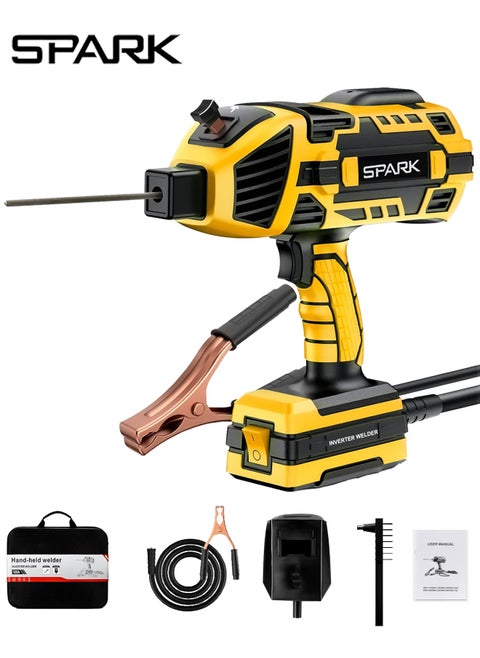 220V Portable Electric Welding Machine Handheld Arc Welder IGBT Inverter Semi-Automatic Smart Electric Welding Machine with Toolbox,  Britain Plug, Intelligent Identification & Automatic Matching, Compact Design Welding for Home Improvement Use ,Yellow