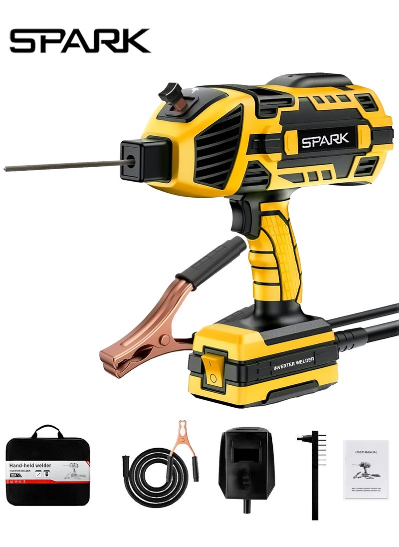Spark 220V Portable Electric Welding Machine Handheld Arc Welder IGBT Inverter Semi-Automatic Smart Electric Welding Machine with Toolbox,  Britain Plug, Intelligent Identification & Automatic Matching, Compact Design Welding for Home Improvement Use ,Yellow  - Image 1